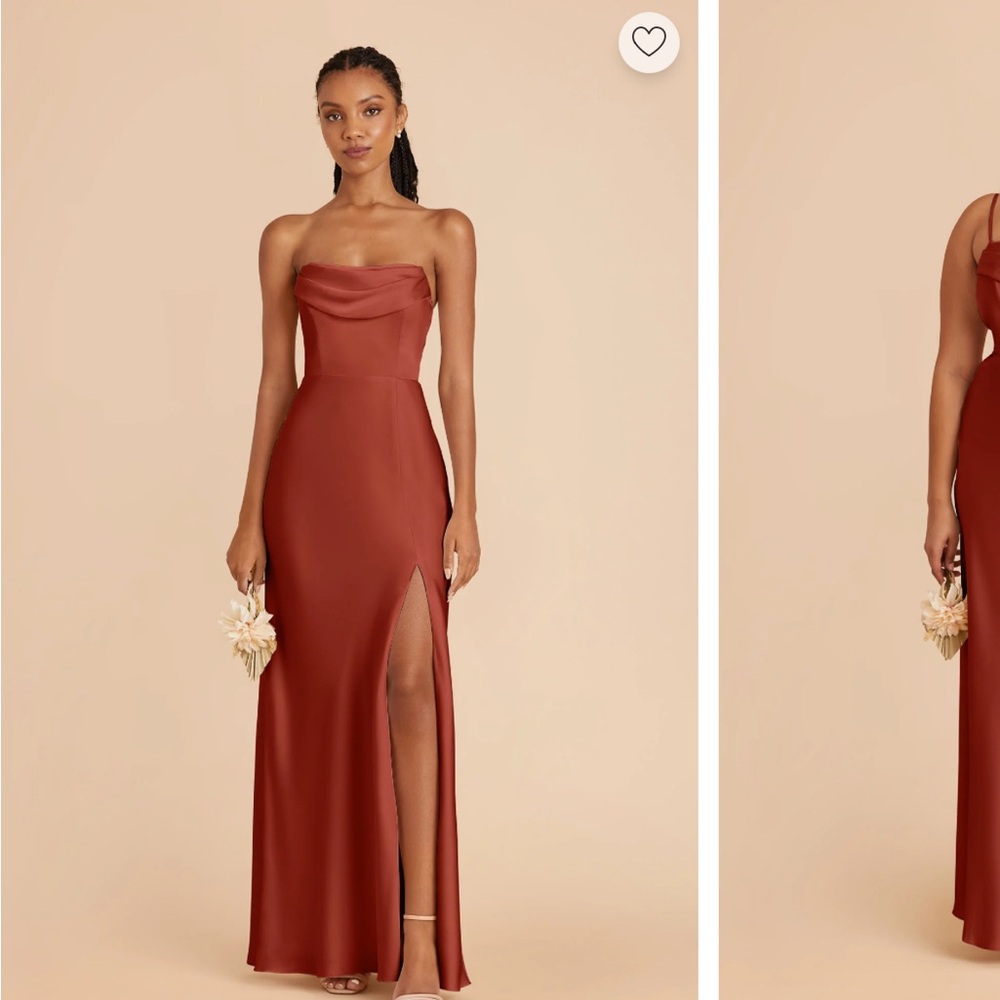 Birdy Grey Strapless Satin Slip Dress in Matte Satin Auburn
